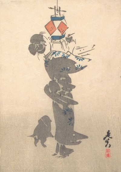 Zapálení závěsné lucerny na Obon Festival, 1860., 1860. od Shibata Zeshin