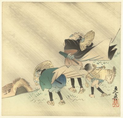 Cestovatelé v bouři od Shibata Zeshin