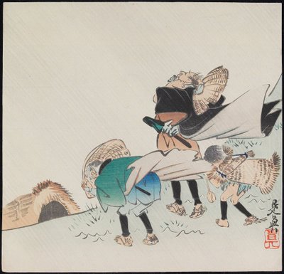 Cestovatelé v bouři od Shibata Zeshin
