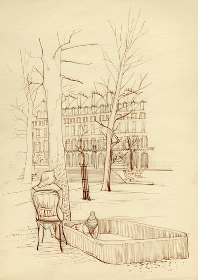 Dítě hrající si v pískovišti, Paříž, Francie, c1951. od Shirley Markham