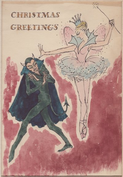 Čert a víla, vánoční přání, 1952. od Shirley Markham