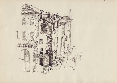Dům s mansardovou střechou, Itálie, c1950. od Shirley Markham