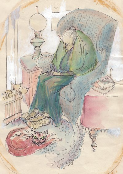 Stará žena a kočka, 1951. od Shirley Markham