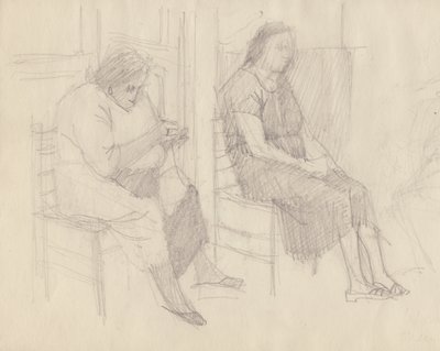 Pletení starých žen, Itálie, c1950. od Shirley Markham