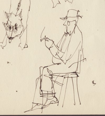 Studie sedícího muže a psa, c1950. od Shirley Markham