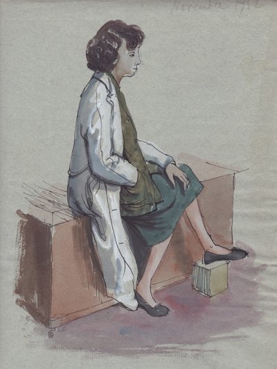 Sedící žena v bílém plášti, 1952. od Shirley Markham