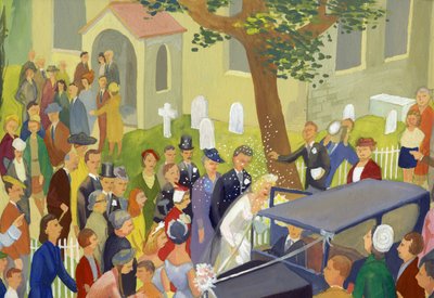 Svatební skupina na hřbitově, c1948. od Shirley Markham