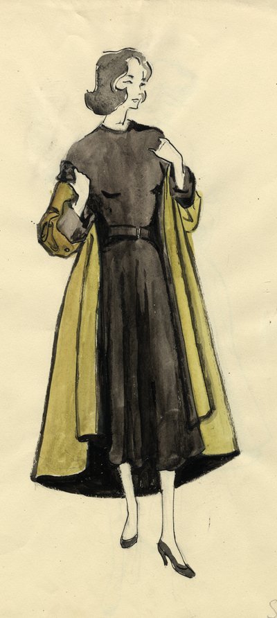 Žena v olivovém kabátě, c1950. od Shirley Markham