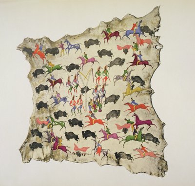 Lov bizonů (pigment na losí kůži) od Shoshone Katsikodi School