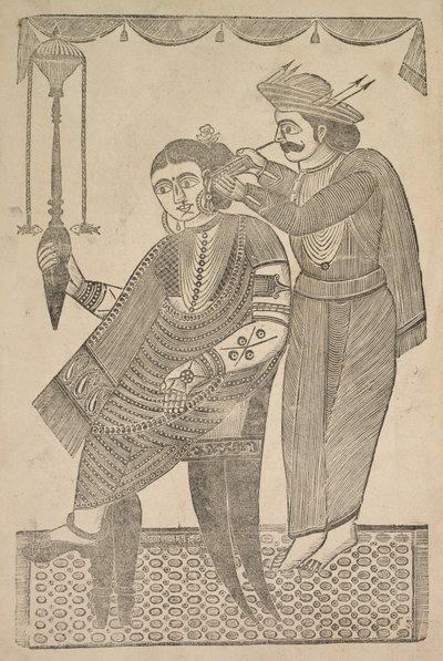 Holič čistící ucho kurtizány, 19. století. od Shri Gobinda Chandra Roy