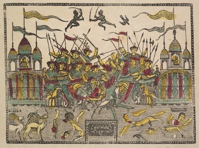 Bojová scéna, 19. století. od Shri Gobinda Chandra Roy