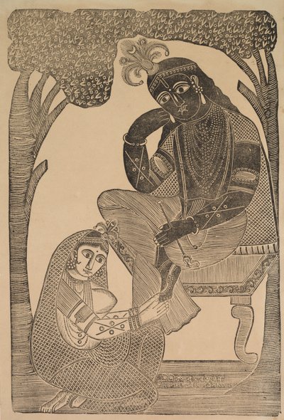 Radha hladí Kršnovy nohy od Shri Gobinda Chandra Roy