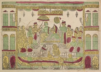 Ráma a Síta v královském paláci, 19. století. od Shri Gobinda Chandra Roy