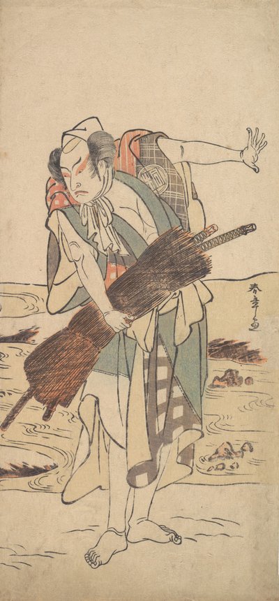Arashi Sangoro jako Ronin samuraj stojící na břehu, ca. 1777. od Shunsho