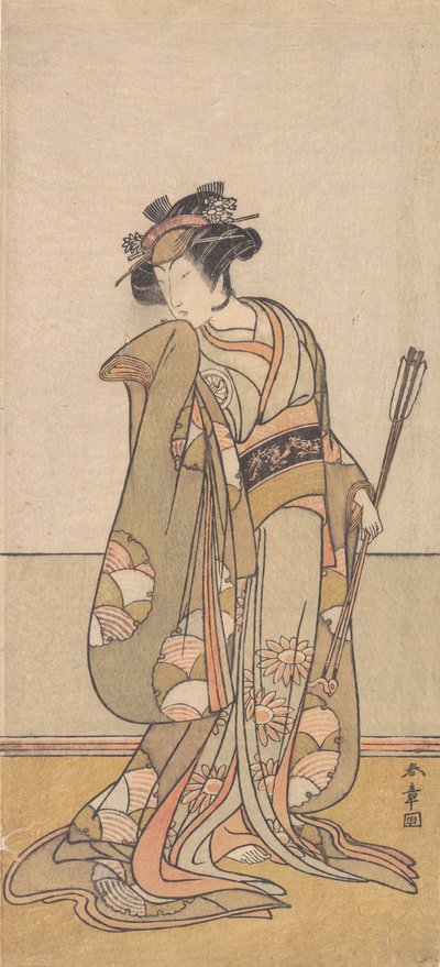 Třetí Segawa Kikunojo jako žena kráčející doprava, 1774 nebo 1775. od Shunsho