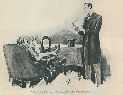 Rozlomil pečeť a podíval se na obsah, 1892 od Sidney Paget