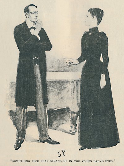 Něco jako strach se objevil v očích mladé dámy, 1892 od Sidney Paget