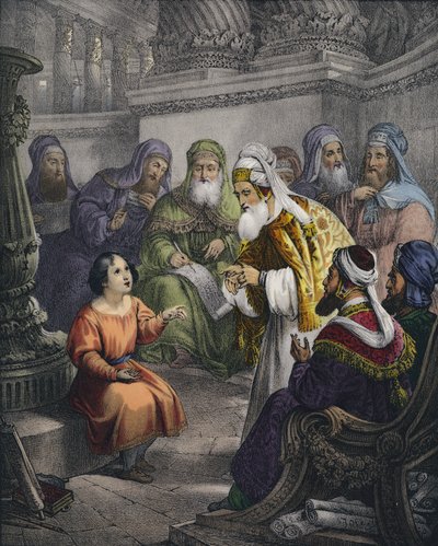 Kristus s lékaři v chrámu (barevná rytina) od Siegfried Detler Bendixen