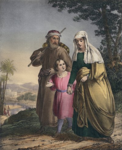 Ježíš se vrací se svými rodiči do Nazaretu (barevná rytina) od Siegfried Detler Bendixen