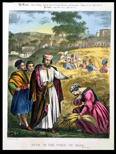 Ruth v poli Boaz, z bible vytištěné Edwardem Goverem, 1870 od Siegfried Detler Bendixen