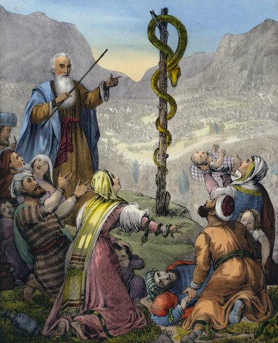 The Brazen Serpent (barevná rytina) od Siegfried Detler Bendixen
