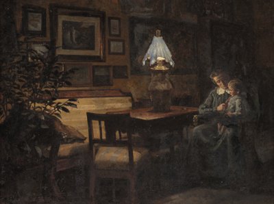 Večerní interiér. Matka a dítě od Sigurd Wandel