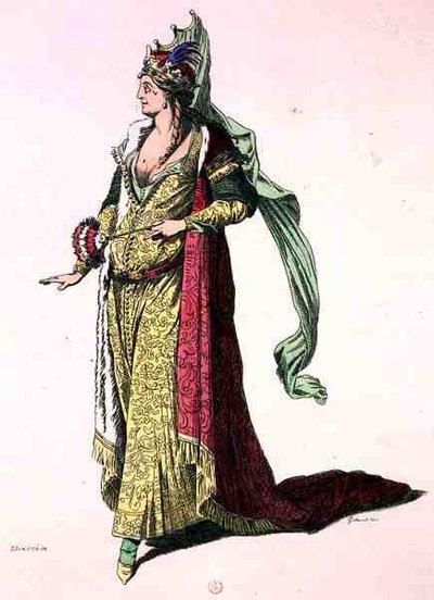 Divadelní kostým, faksimile A. Guillaumot Fils (barevná rytina) od Silvestre (after)
