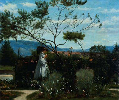 Mezi květinami v zahradě od Silvestra Lega (1826-1895). od Silvestro Lega