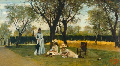 Ve vile Poggio Piano, Silvestro Lega (1826-1895), olej na panelu, 34x60,5 cm od Silvestro Lega