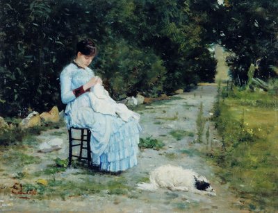 V zahradě, asi 1883 (olej na desce) od Silvestro Lega