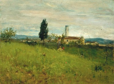 Kostelík na venkově, asi 1877 (olej na desce) od Silvestro Lega