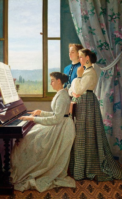 Lidová píseň (olej na plátně) od Silvestro Lega