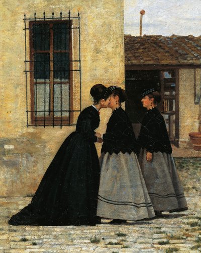 Návštěva, Silvestro Lega, detail od Silvestro Lega