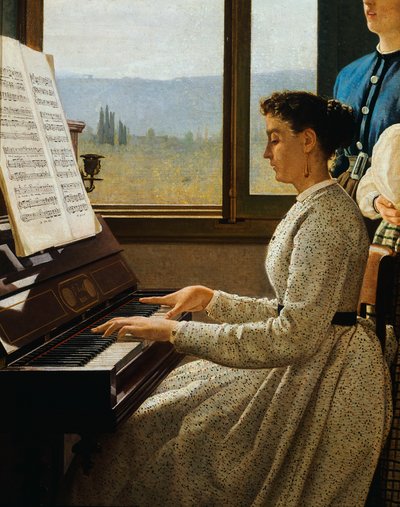 Píseň špačku, Silvestro Lega (1826-1895), olej na plátně, detail od Silvestro Lega