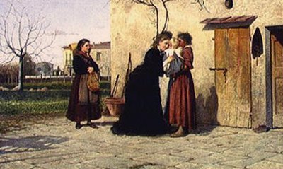 Na návštěvě u holčičky (olej na plátně) od Silvestro Lega