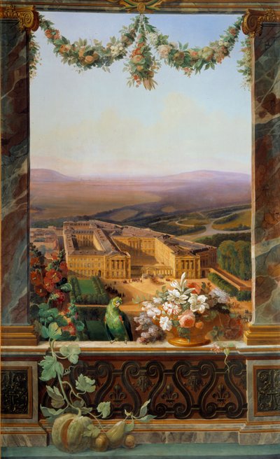 Pohled na hrad Compiegne Obraz od Simeon Fort (1793-1861) Zámecké muzeum Fontainebleau z 19. století od Simeon Fort