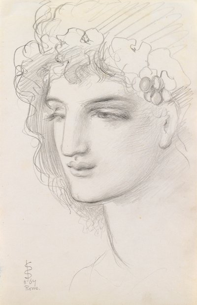 Studie o girlandované hlavě, 1867 od Simeon Solomon