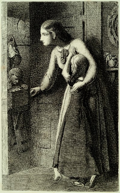 The Haunted House, c.1858 (lept tištěný na položený indický papír) od Simeon Solomon