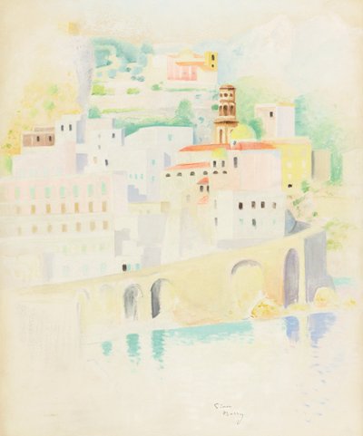 Atrani, pobřeží Amalfi (pastel na papíře) od Simon Albert Bussy