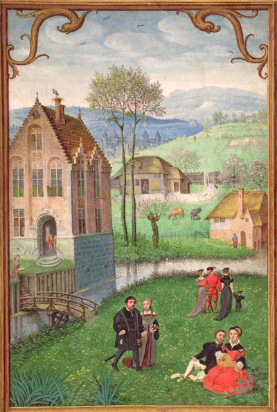 Přidat 18855 Duben: dvořící se páry, z knihy hodin, cca 1540 od Simon Bening