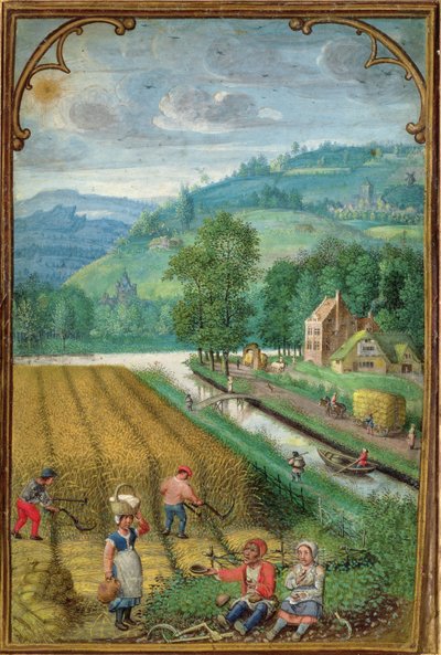 Přidat 18855 září: sklizeň, orba a setí, z knihy hodin, kolem roku 1540 od Simon Bening