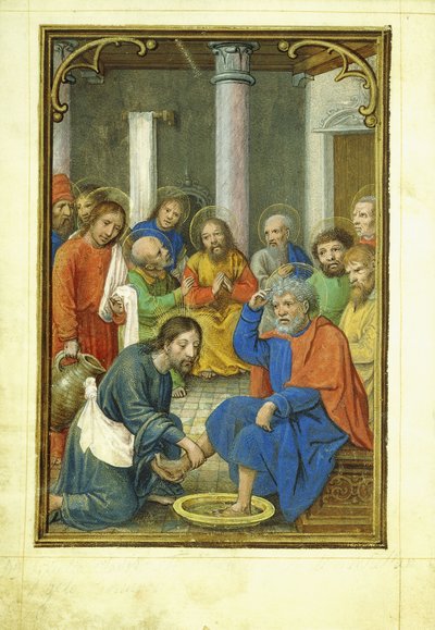 Kristus umývá nohy Petrovi, 1520 od Simon Bening