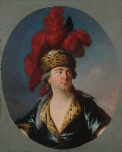Portrét Henri-Louise Lekaina 1728-1778 jako Čingischána ve hře..., konec 50. let 18. století. od Simon Bernard Lenoir