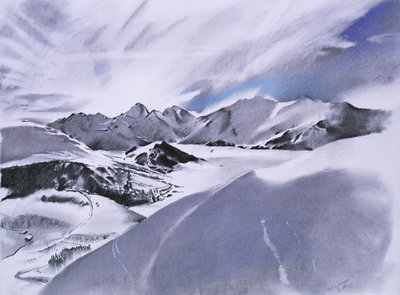 Alpes et nuages, 2003 (pastel a kombinovaná technika na papíře) od Simon Fletcher