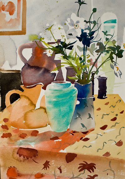 Japonské sasanky, 2015 (akvarel) od Simon Fletcher