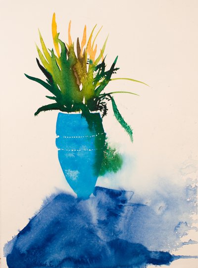 Modrá váza, 2016 (akvarel) od Simon Fletcher