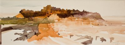 Pouštní citadela, Jaiselmer (akvarel na papíře) od Simon Fletcher