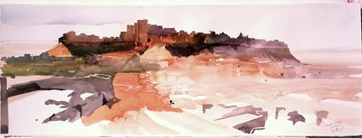 Pouštní citadela, Jaiselmer, 2007 (akvarel na papíře) od Simon Fletcher