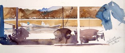 Dock Wall Amanohashidate, 2000 (akvarel) od Simon Fletcher