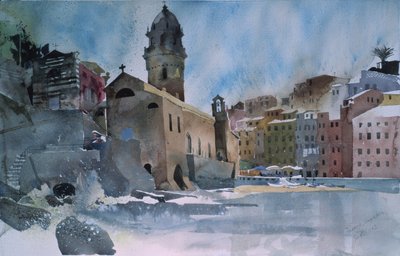 Fernazza, Cinque Terre, 2002 (akvarel na papíře) od Simon Fletcher